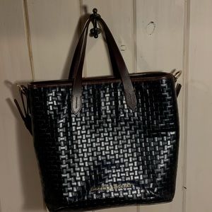 Black leather woven Dooney & Bourke